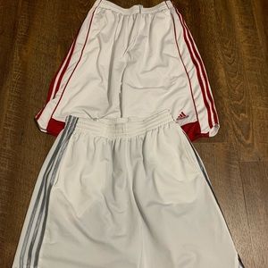 NEW Adidas Med Basketball Shorts White Red Silver